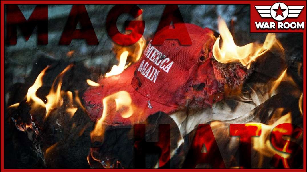 Trump Protesters Steal And Burn MAGA Hats Outside Of Rally