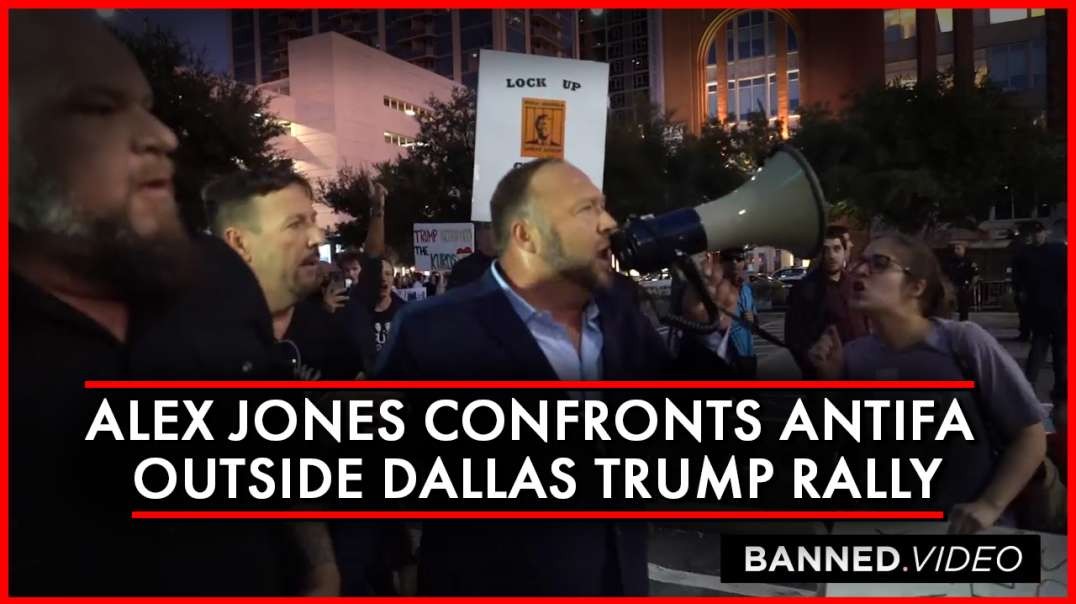 Powerful Footage! Alex Jones Confronts AntiFa Outside Dallas Trump Rally