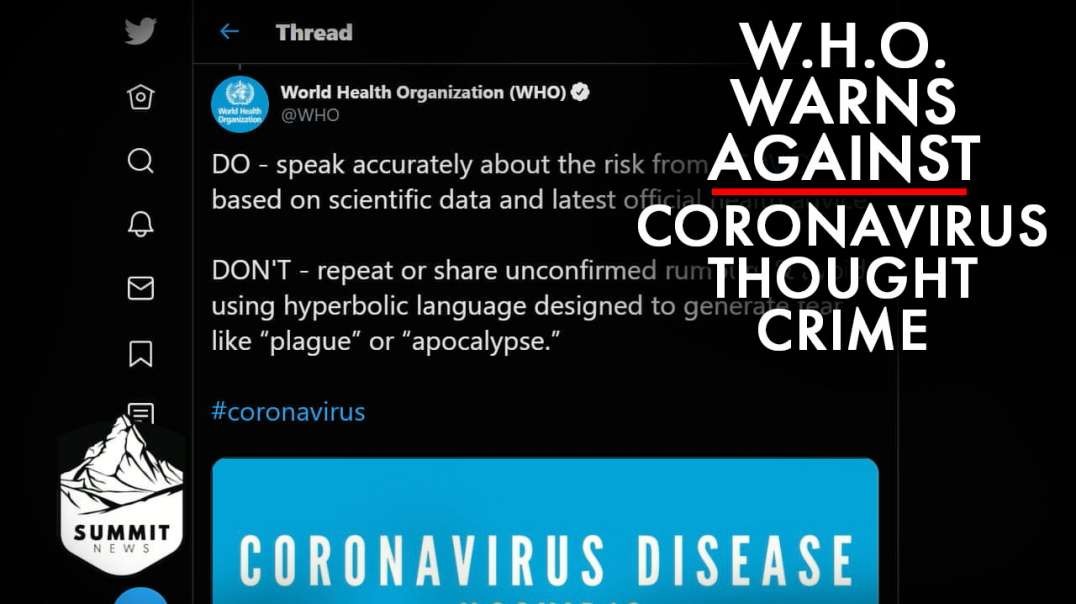 WHO Warns Against Coronavirus Thought Crime