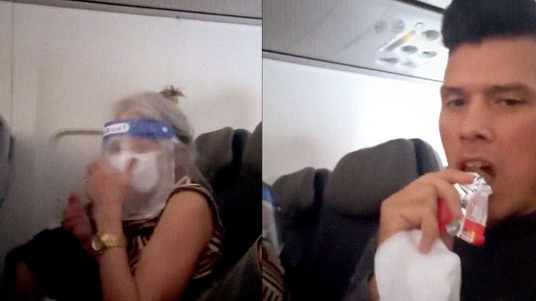 Woman Goes Crazy On Airplane Because Passenger Takes Mask Off