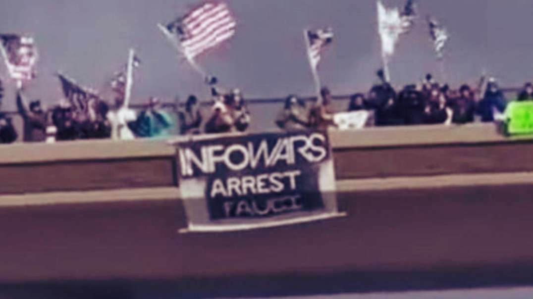 Infowars Flag Waves As U.S. Freedom Convoy Heads To D.C.
